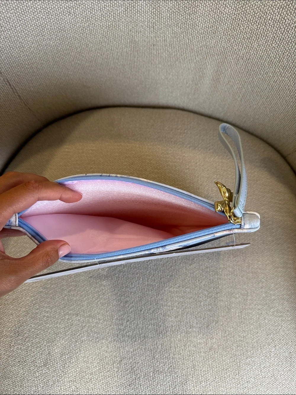 LoveShackFancy x Target Blue Floral Wristlet Pouch with Pink Rose Accents